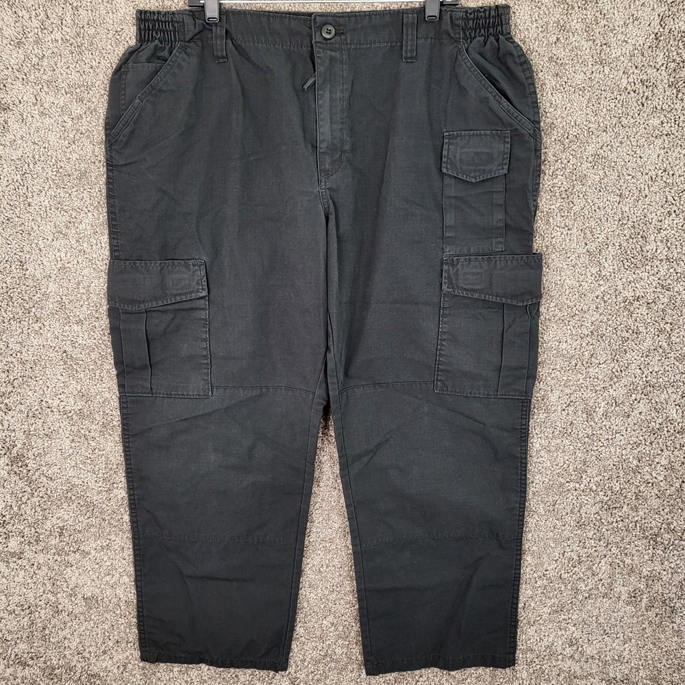Propper Mens Black Cargo Pants Elastic Waist Military Tactical Work Size 44x30